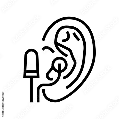 earplug usage audiologist doctor line icon vector. earplug usage audiologist doctor sign. isolated contour symbol black illustration
