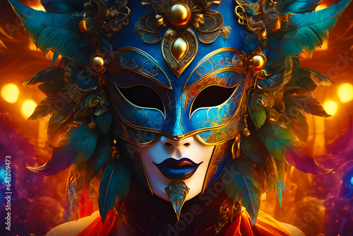 carnival mask in strong vivid colors generative ai
