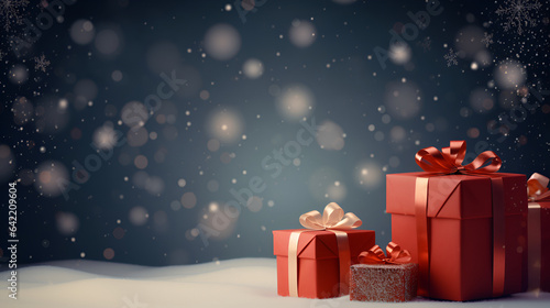 Christmas background. New Year. A festive backdrop with gifts. © MaskaRad