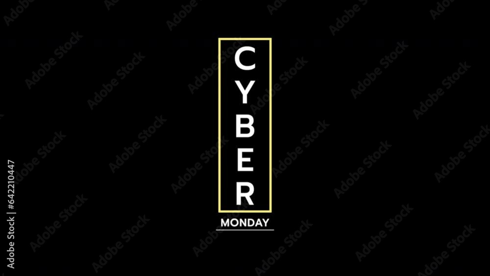 Modern Cyber Monday text in frame on black gradient, motion abstract holidays, minimalism and promo style background Modern Cyber Monday text in frame on black gradient, motion abstract holidays, minimalism and promo style background