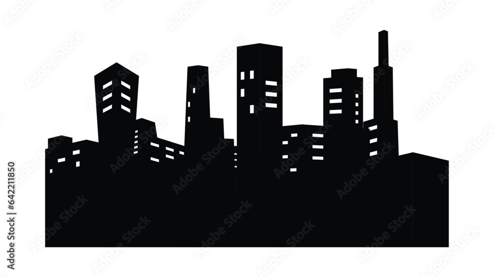 Buildings and City black icon vector illustration
