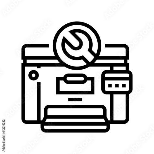 printer fixing repair computer line icon vector. printer fixing repair computer sign. isolated contour symbol black illustration