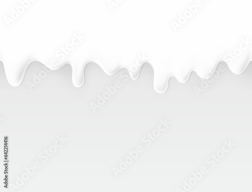 High realistic cream flowing drops. Seamless pattern. Vector illustration isolated on white background. Easy to use on different backgrounds. EPS10.