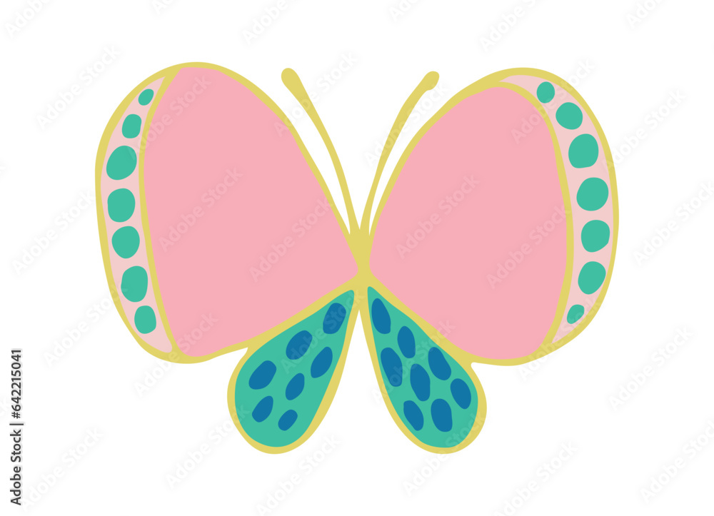 Butterfly doodle vector. Bright insect. Butterfly silhouette in trendy style. Sticker, tattoo, postcard. Vector illustration Butterfly doodle vector. Bright insect. Butterfly silhouette in trendy style. Sticker, tattoo, postcard. Vector illustration