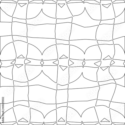 White background with black pattern. Texture with figures from lines.Line shape design.Abstract background for web page, textures, card, poster, fabric, textile. Monochrome graphic repeating design. 