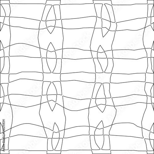 White background with black pattern. Texture with figures from lines.Line shape design.Abstract background for web page, textures, card, poster, fabric, textile. Monochrome graphic repeating design. 