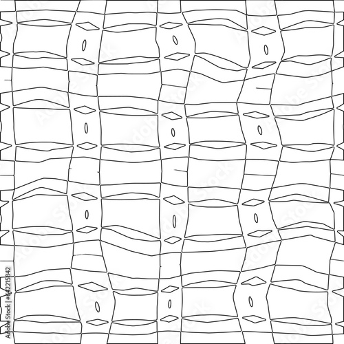 White background with black pattern. Texture with figures from lines.Line shape design.Abstract background for web page, textures, card, poster, fabric, textile. Monochrome graphic repeating design. 