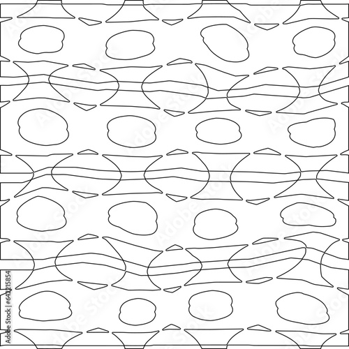 White background with black pattern. Texture with figures from lines.Line shape design.Abstract background for web page, textures, card, poster, fabric, textile. Monochrome graphic repeating design. 