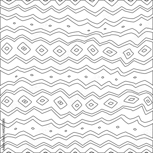White background with black pattern. Texture with figures from lines.Line shape design.Abstract background for web page, textures, card, poster, fabric, textile. Monochrome graphic repeating design. 