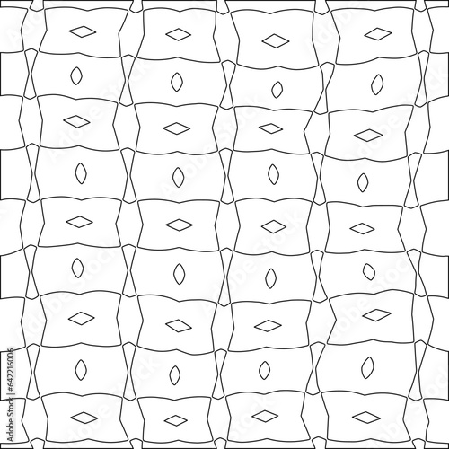 White background with black pattern. Texture with figures from lines.Line shape design.Abstract background for web page, textures, card, poster, fabric, textile. Monochrome graphic repeating design. 
