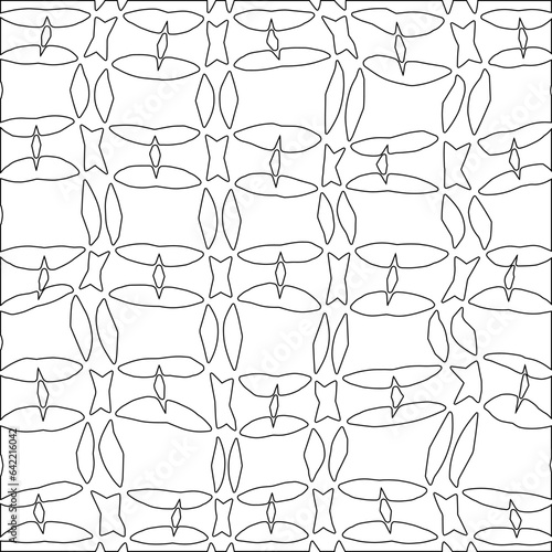 White background with black pattern. Texture with figures from lines.Line shape design.Abstract background for web page, textures, card, poster, fabric, textile. Monochrome graphic repeating design. 