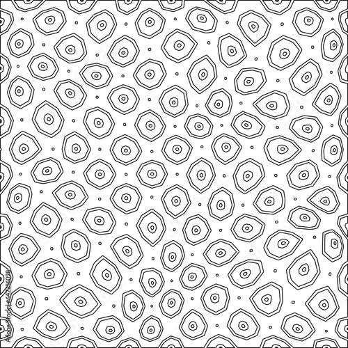 White background with black pattern. Texture with figures from lines.Line shape design.Abstract background for web page, textures, card, poster, fabric, textile. Monochrome graphic repeating design. 