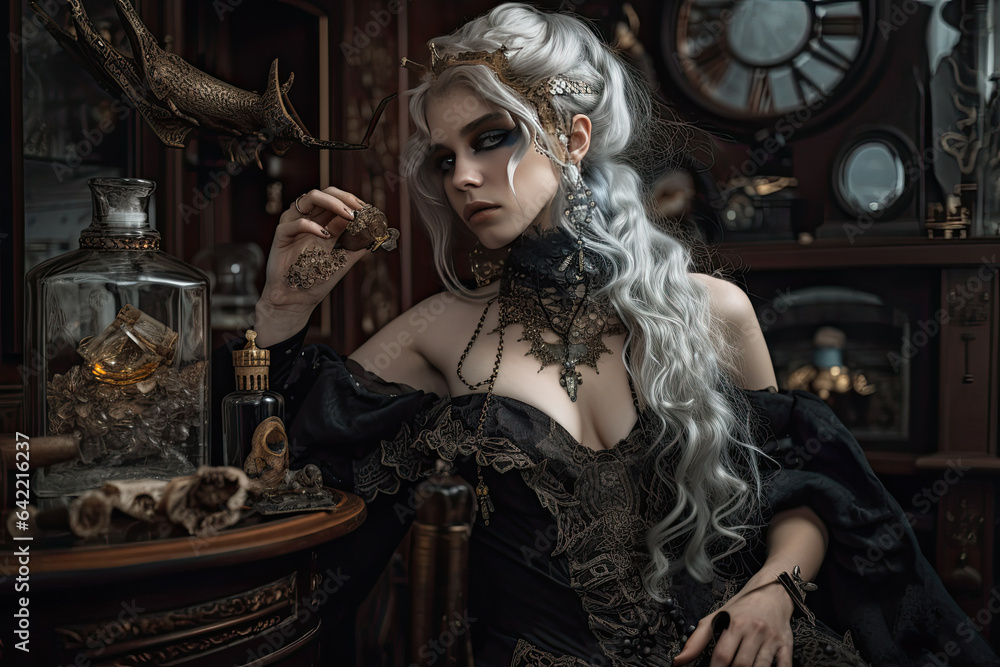 Fototapeta premium magician or alchemist at work