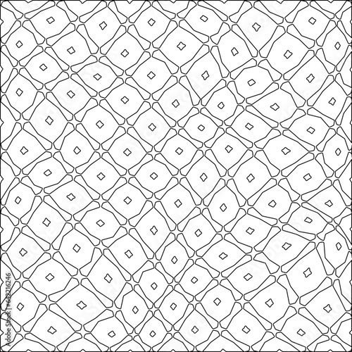 White background with black pattern. Texture with figures from lines.Line shape design.Abstract background for web page, textures, card, poster, fabric, textile. Monochrome graphic repeating design. 