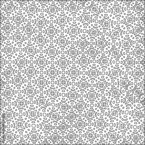White background with black pattern. Texture with figures from lines.Line shape design.Abstract background for web page, textures, card, poster, fabric, textile. Monochrome graphic repeating design. 