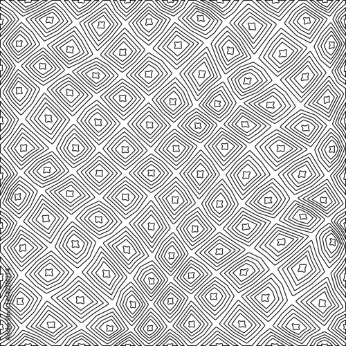 White background with black pattern. Texture with figures from lines.Line shape design.Abstract background for web page, textures, card, poster, fabric, textile. Monochrome graphic repeating design. 