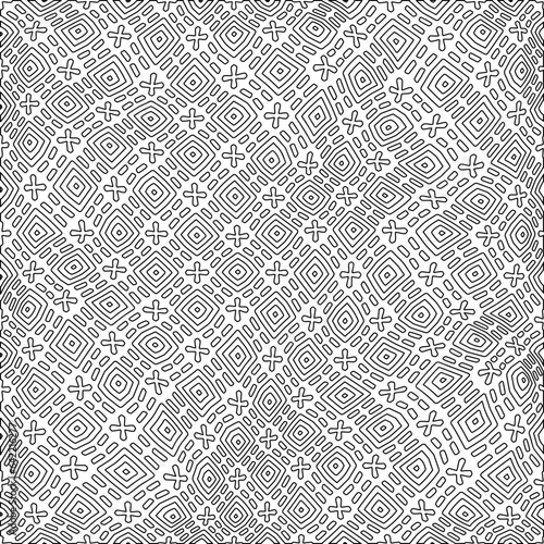 White background with black pattern. Texture with figures from lines.Line shape design.Abstract background for web page, textures, card, poster, fabric, textile. Monochrome graphic repeating design. 