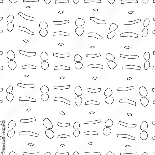 White background with black pattern. Texture with figures from lines.Line shape design.Abstract background for web page, textures, card, poster, fabric, textile. Monochrome graphic repeating design. 
