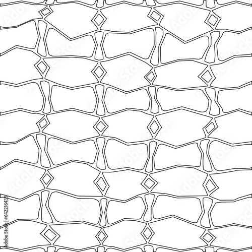 White background with black pattern. Texture with figures from lines.Line shape design.Abstract background for web page, textures, card, poster, fabric, textile. Monochrome graphic repeating design. 
