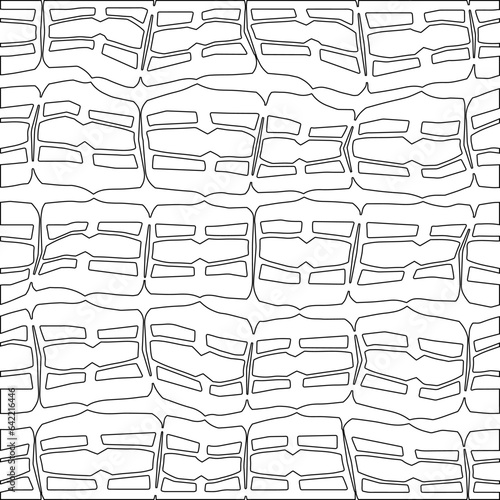 White background with black pattern. Texture with figures from lines.Line shape design.Abstract background for web page, textures, card, poster, fabric, textile. Monochrome graphic repeating design. 