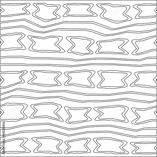 White background with black pattern. Texture with figures from lines.Line shape design.Abstract background for web page, textures, card, poster, fabric, textile. Monochrome graphic repeating design. 