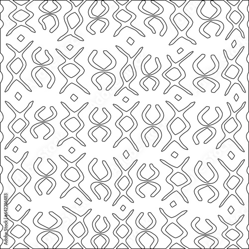 White background with black pattern. Texture with figures from lines.Line shape design.Abstract background for web page, textures, card, poster, fabric, textile. Monochrome graphic repeating design. 