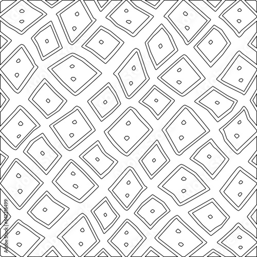 White background with black pattern. Texture with figures from lines.Line shape design.Abstract background for web page, textures, card, poster, fabric, textile. Monochrome graphic repeating design. 