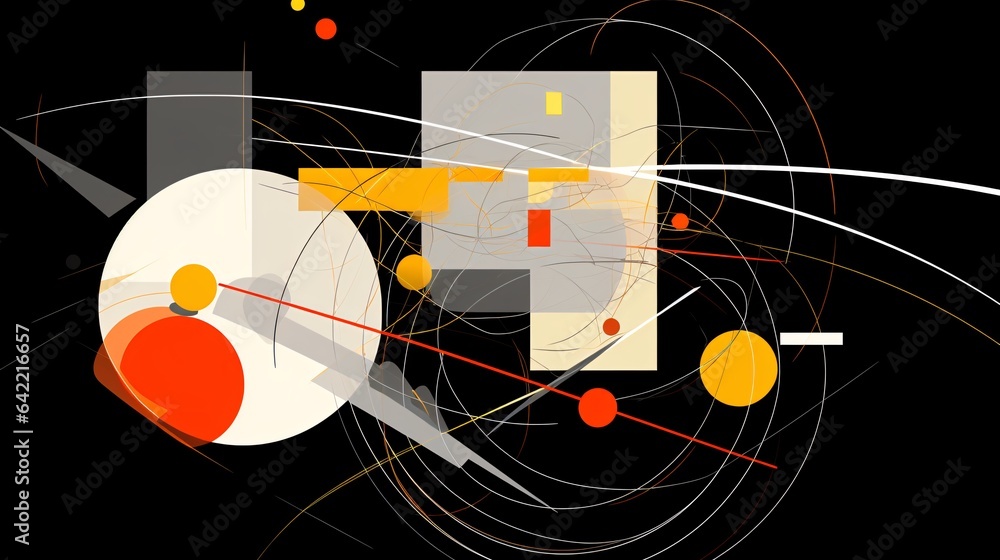 Obraz premium abstract geometric background with circles, lines and rectangles.