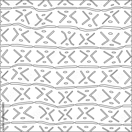 White background with black pattern. Texture with figures from lines.Line shape design.Abstract background for web page, textures, card, poster, fabric, textile. Monochrome graphic repeating design. 