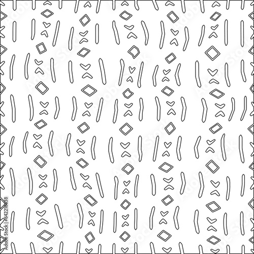 White background with black pattern. Texture with figures from lines.Line shape design.Abstract background for web page, textures, card, poster, fabric, textile. Monochrome graphic repeating design. 