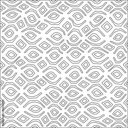 White background with black pattern. Texture with figures from lines.Line shape design.Abstract background for web page, textures, card, poster, fabric, textile. Monochrome graphic repeating design. 