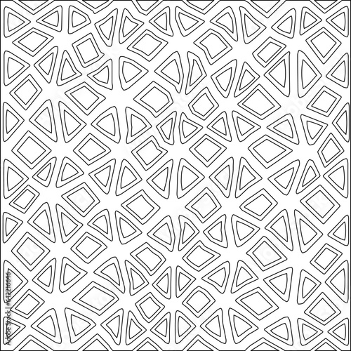 White background with black pattern. Texture with figures from lines.Line shape design.Abstract background for web page, textures, card, poster, fabric, textile. Monochrome graphic repeating design. 
