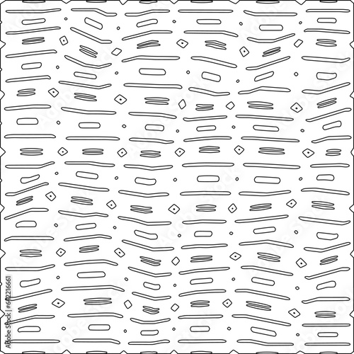 White background with black pattern. Texture with figures from lines.Line shape design.Abstract background for web page, textures, card, poster, fabric, textile. Monochrome graphic repeating design. 