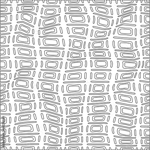 White background with black pattern. Texture with figures from lines.Line shape design.Abstract background for web page, textures, card, poster, fabric, textile. Monochrome graphic repeating design. 