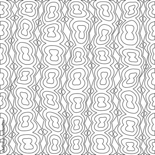 White background with black pattern. Texture with figures from lines.Line shape design.Abstract background for web page, textures, card, poster, fabric, textile. Monochrome graphic repeating design. 