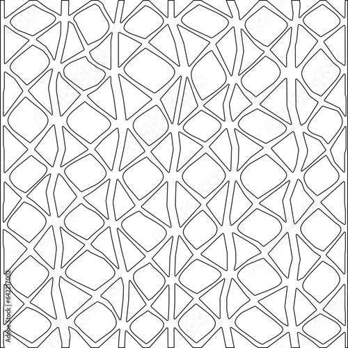 White background with black pattern. Texture with figures from lines.Line shape design.Abstract background for web page, textures, card, poster, fabric, textile. Monochrome graphic repeating design. 