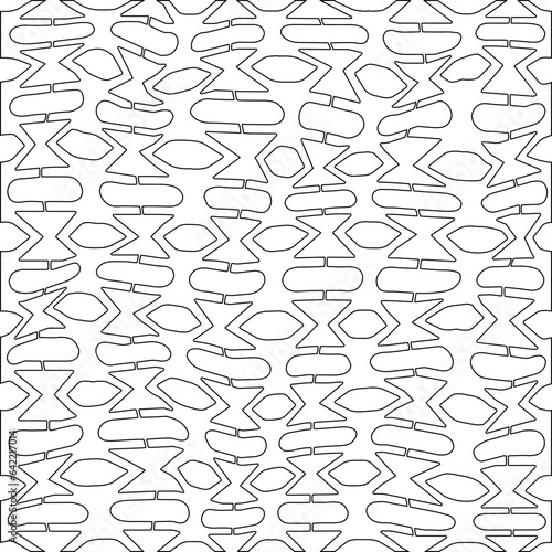 White background with black pattern. Texture with figures from lines.Line shape design.Abstract background for web page, textures, card, poster, fabric, textile. Monochrome graphic repeating design. 