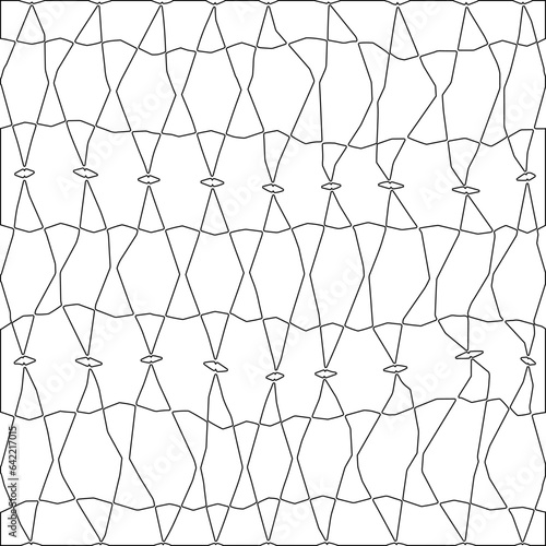 White background with black pattern. Texture with figures from lines.Line shape design.Abstract background for web page, textures, card, poster, fabric, textile. Monochrome graphic repeating design. 