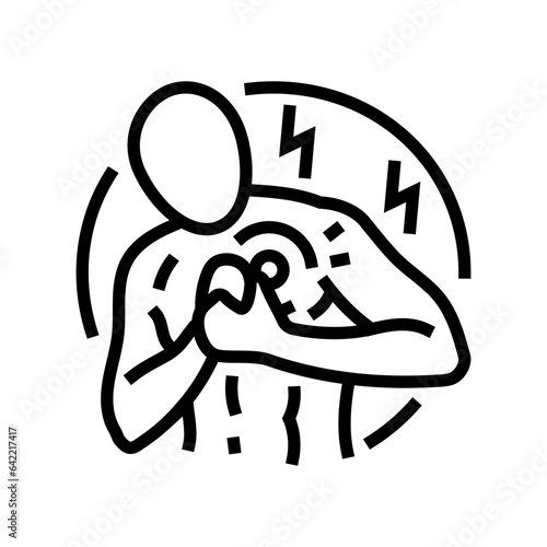 chest pain palpitations disease symptom line icon vector. chest pain palpitations disease symptom sign. isolated contour symbol black illustration