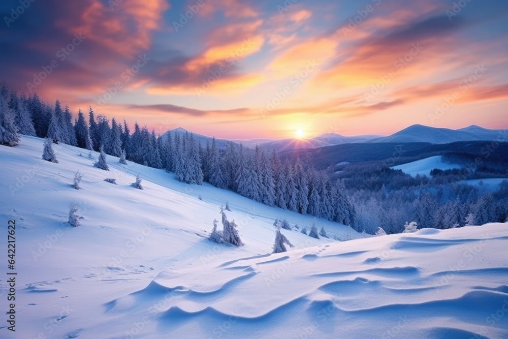 Beautiful Winter landscape in the mountains - stock concepts