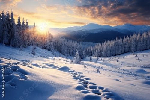 Beautiful Winter landscape in the mountains - stock concepts