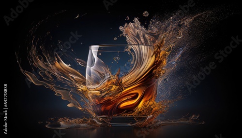 Captivating Splash of Whisky in a Glass - A Stunning Visual Treat for Whisky Lovers