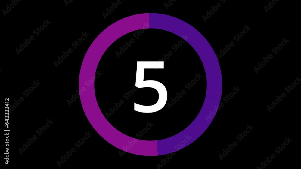 Minimalist 10 seconds countdown on black background