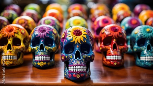 Intricately designed sugar skulls stand as edible offerings, honoring ancestors in the rich tapestry of Mexican tradition