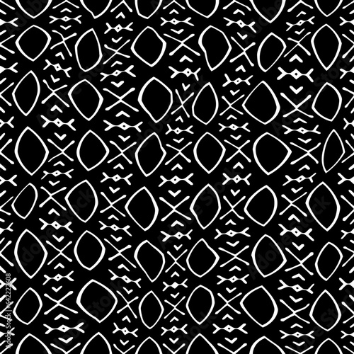 White background with black pattern.Repeat Pattern for fashion, textile design,  on wall paper, wrapping paper, fabrics and home decor. Seamless pattern in grunge style.