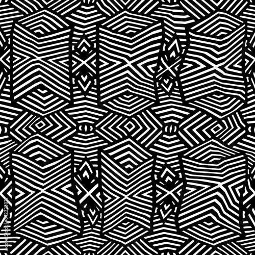 White background with black pattern.Repeat Pattern for fashion, textile design,  on wall paper, wrapping paper, fabrics and home decor. Seamless pattern in grunge style.