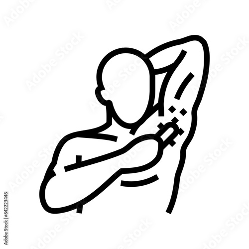 armpit hair removal male line icon vector. armpit hair removal male sign. isolated contour symbol black illustration
