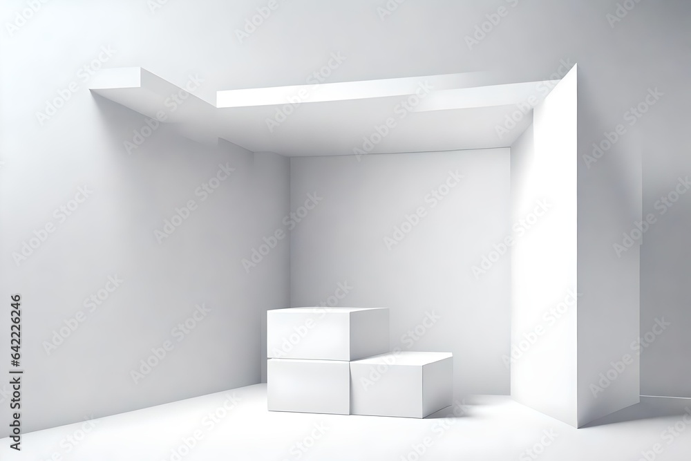 A cross section of the interior of a cube box or a corner room. A white empty geometric square 3D blank box template A cross section of the interior of a cube box or a corner room. A white empty geometric square 3D blank box template