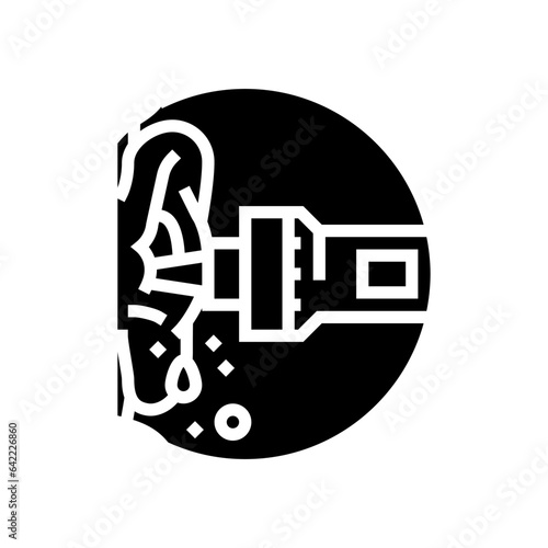 ear cleaning audiologist doctor glyph icon vector. ear cleaning audiologist doctor sign. isolated symbol illustration