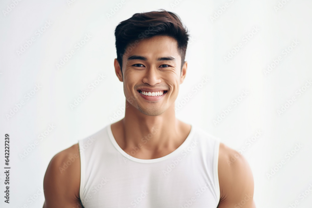 Portrait of strong athletic man fitness model showing muscle, bicep, six pack abs isolated on white background. Generative AI... Portrait of strong athletic man fitness model showing muscle, bicep, six pack abs isolated on white background. Generative AI...